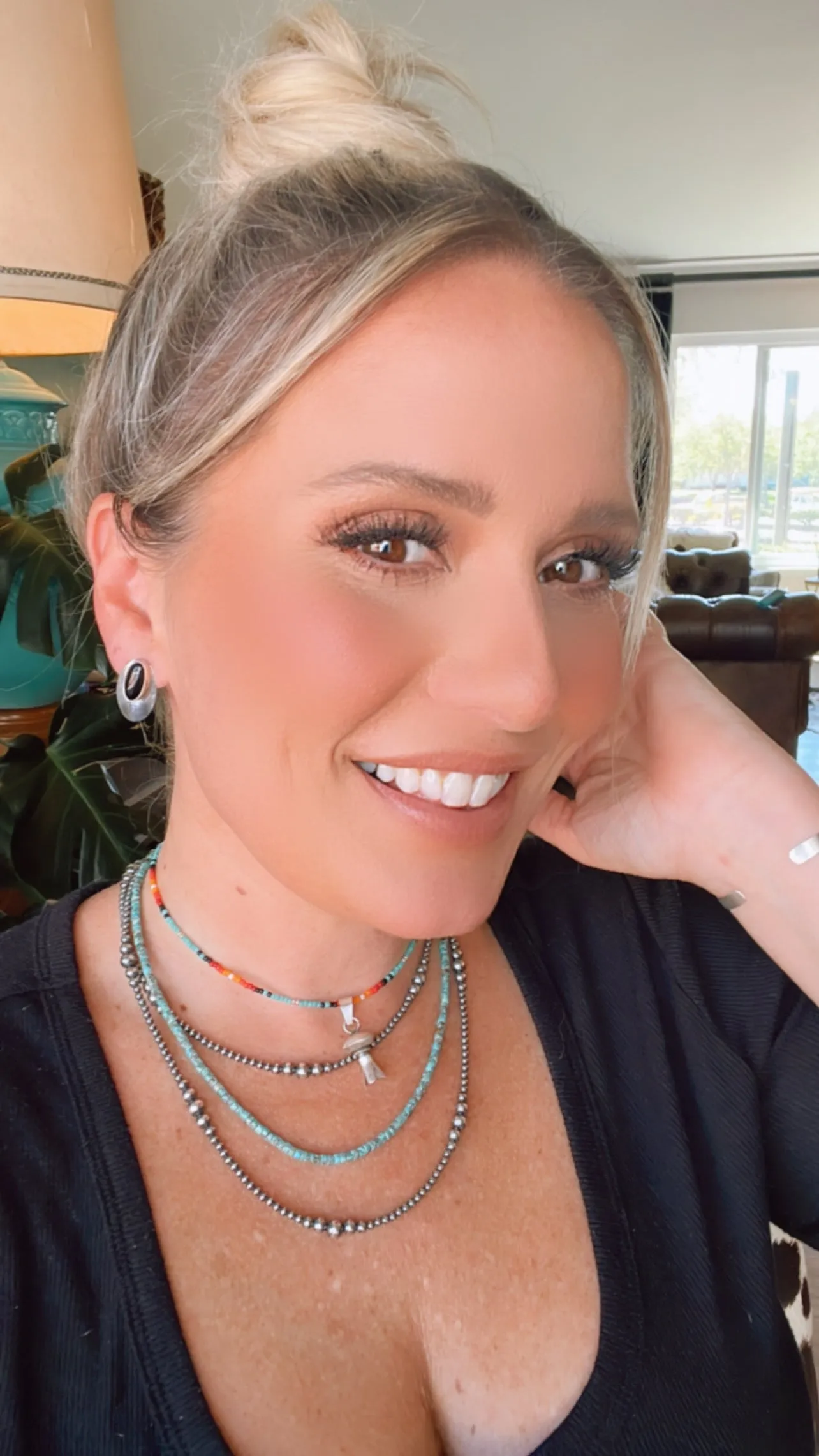 Beaded Serape Choker with Sterling Silver Charms