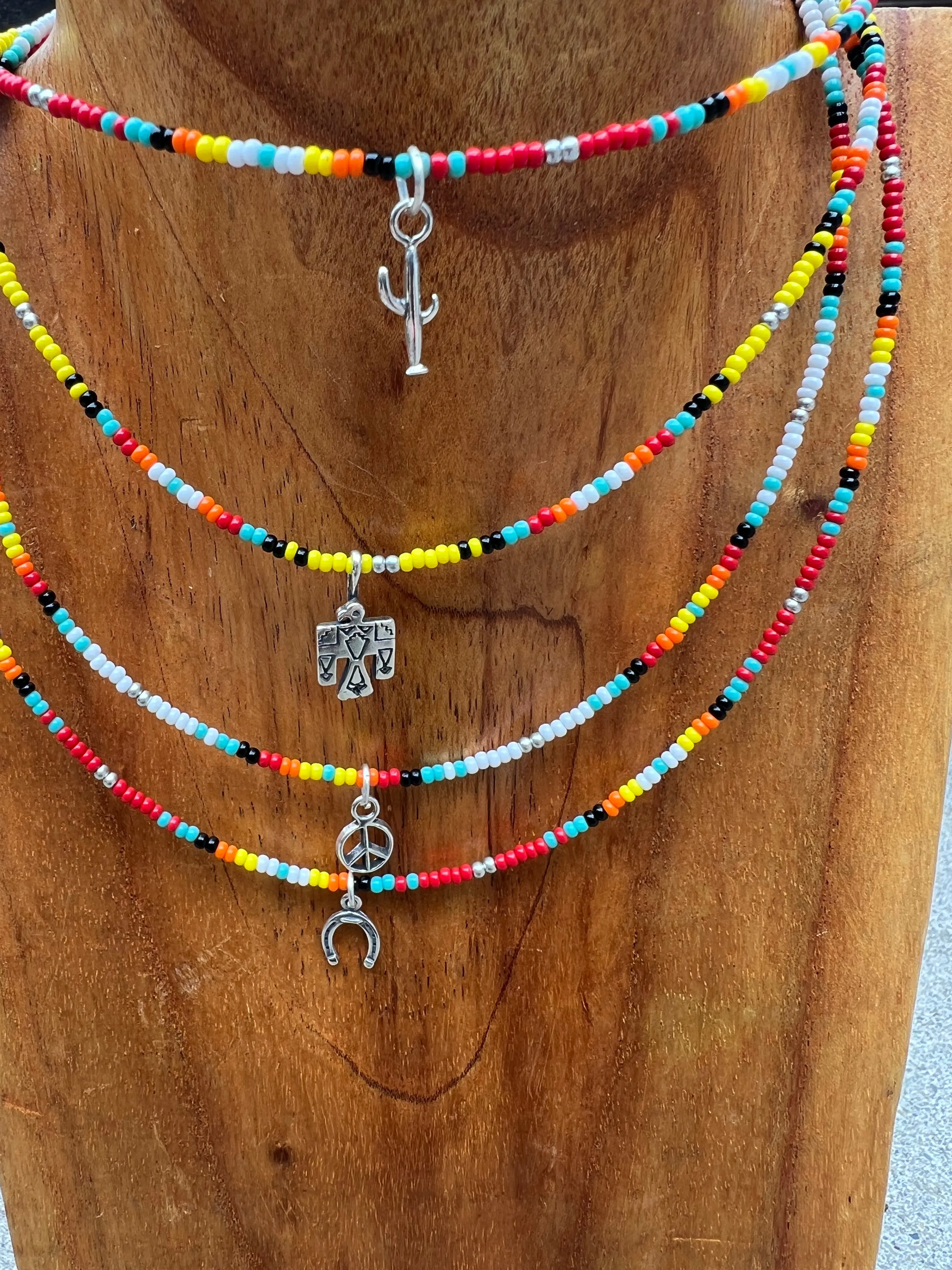 Beaded Serape Choker with Sterling Silver Charms