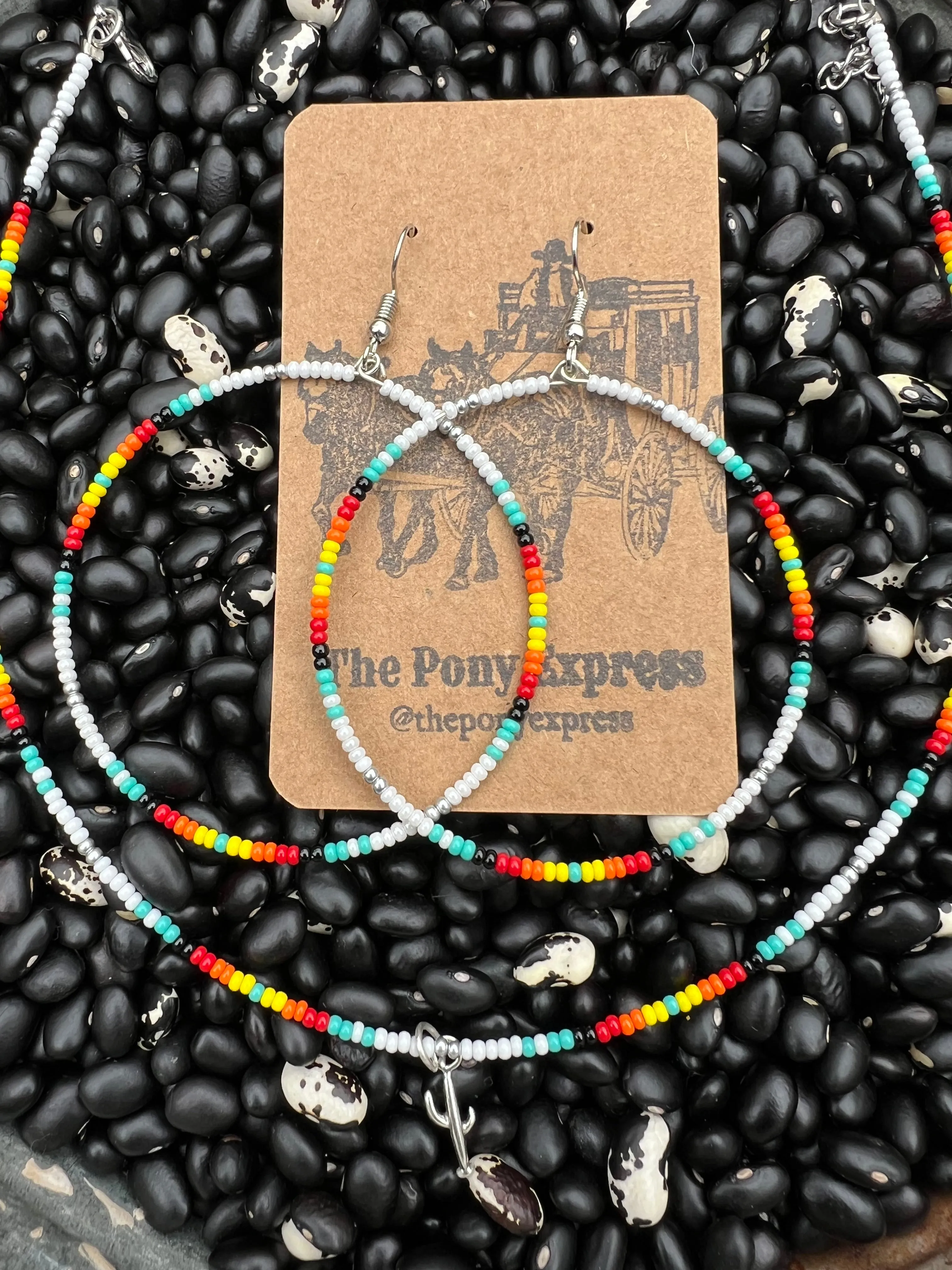 Beaded Serape Choker with Sterling Silver Charms