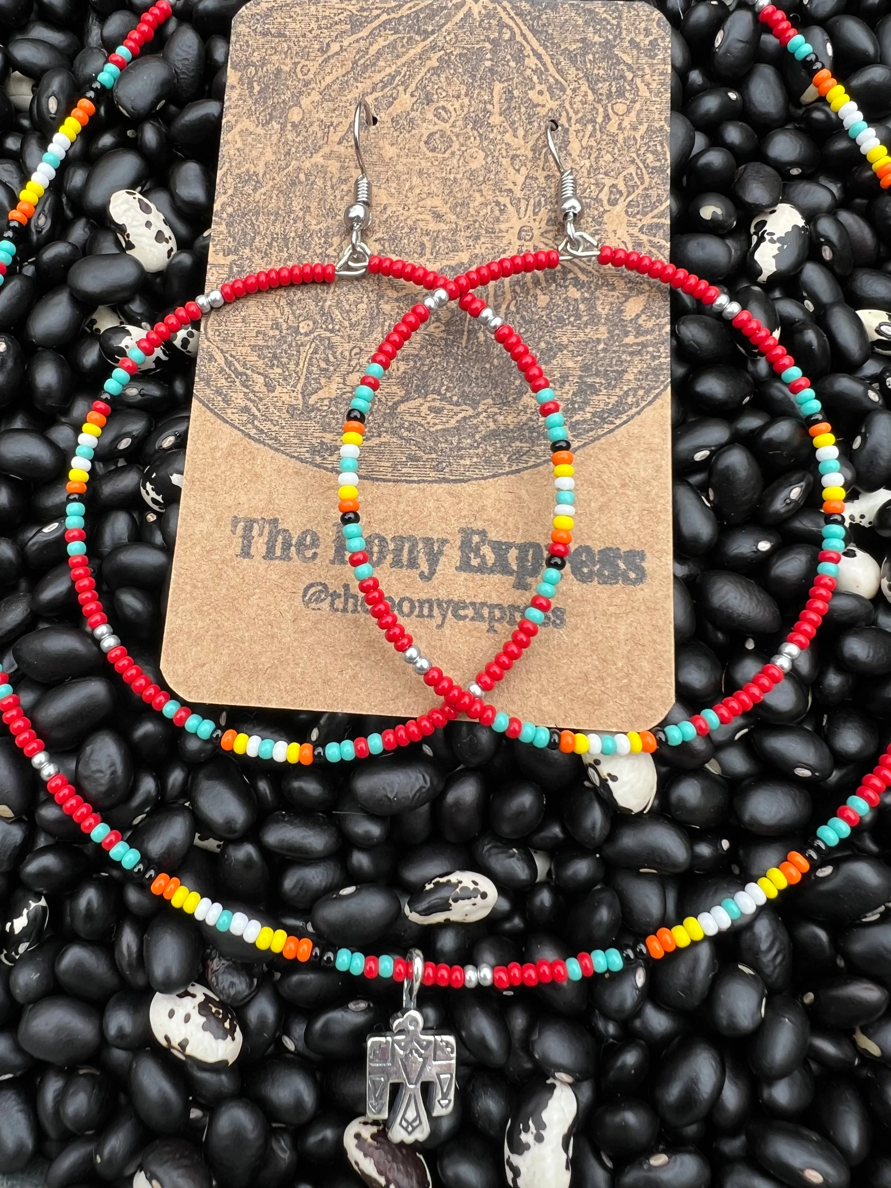 Beaded Serape Choker with Sterling Silver Charms