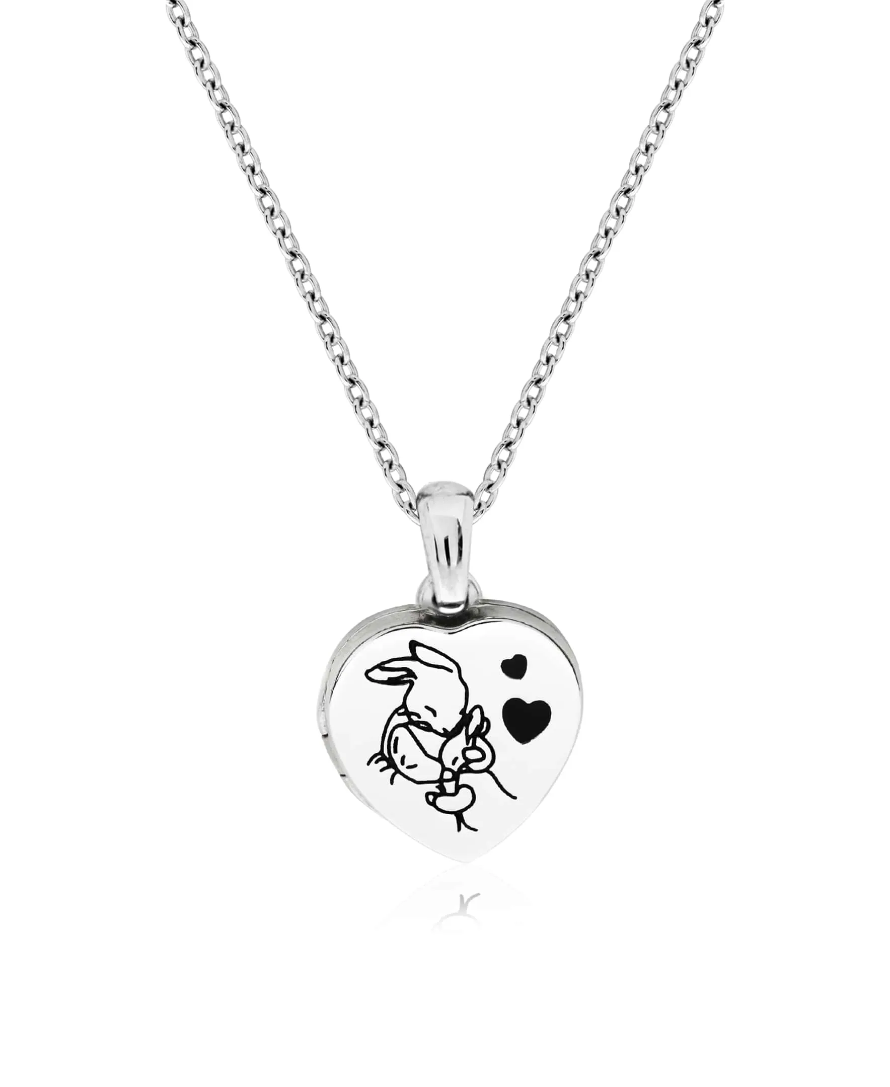 Beatrix Potter Sterling Silver Mother Rabbit Heart Locket Necklace