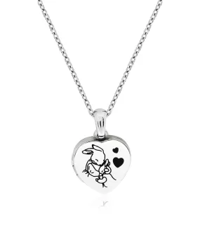 Beatrix Potter Sterling Silver Mother Rabbit Heart Locket Necklace