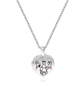 Beatrix Potter Sterling Silver Three Bunnies Heart Locket Necklace
