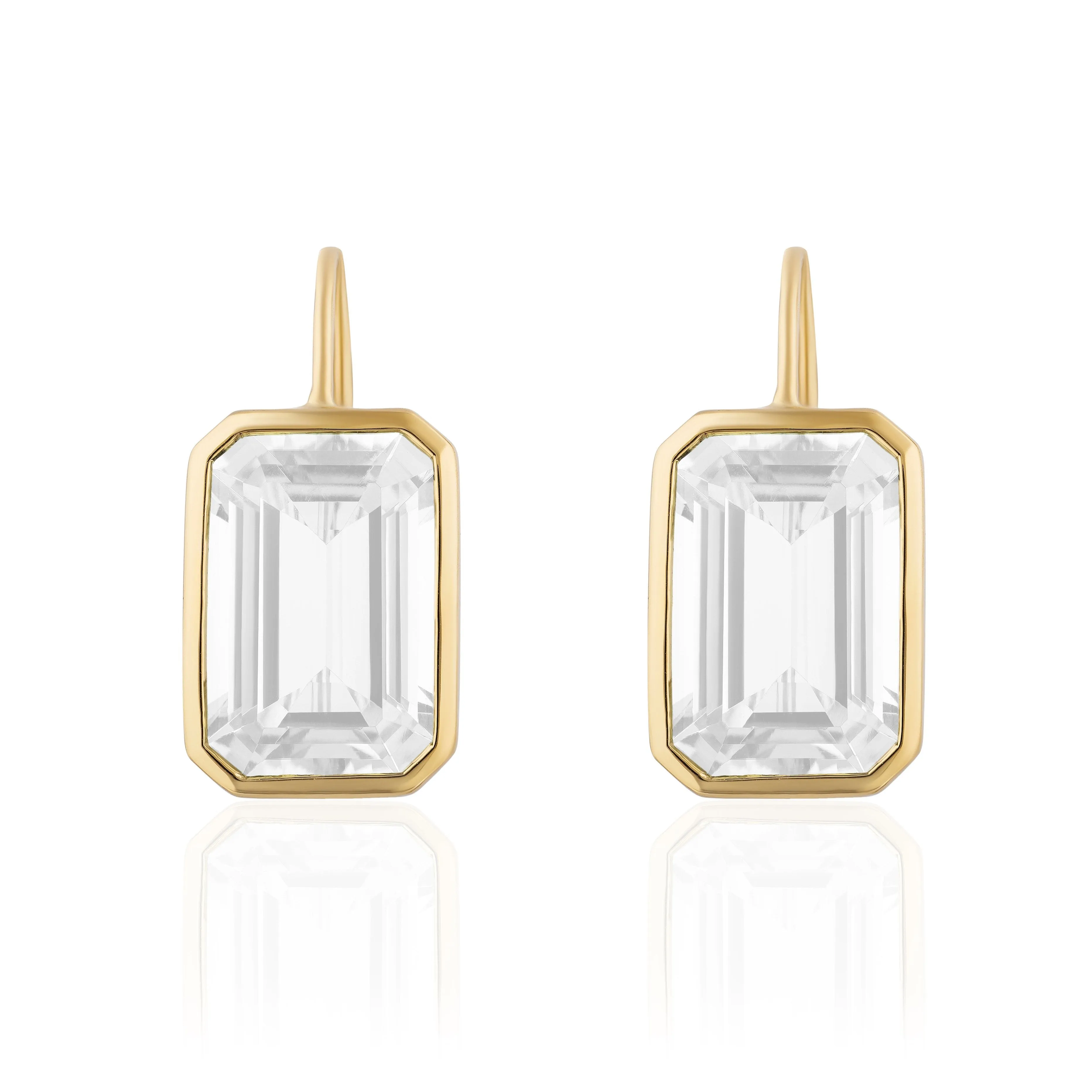 Bezel Emerald-Cut Stone Drops on Wire