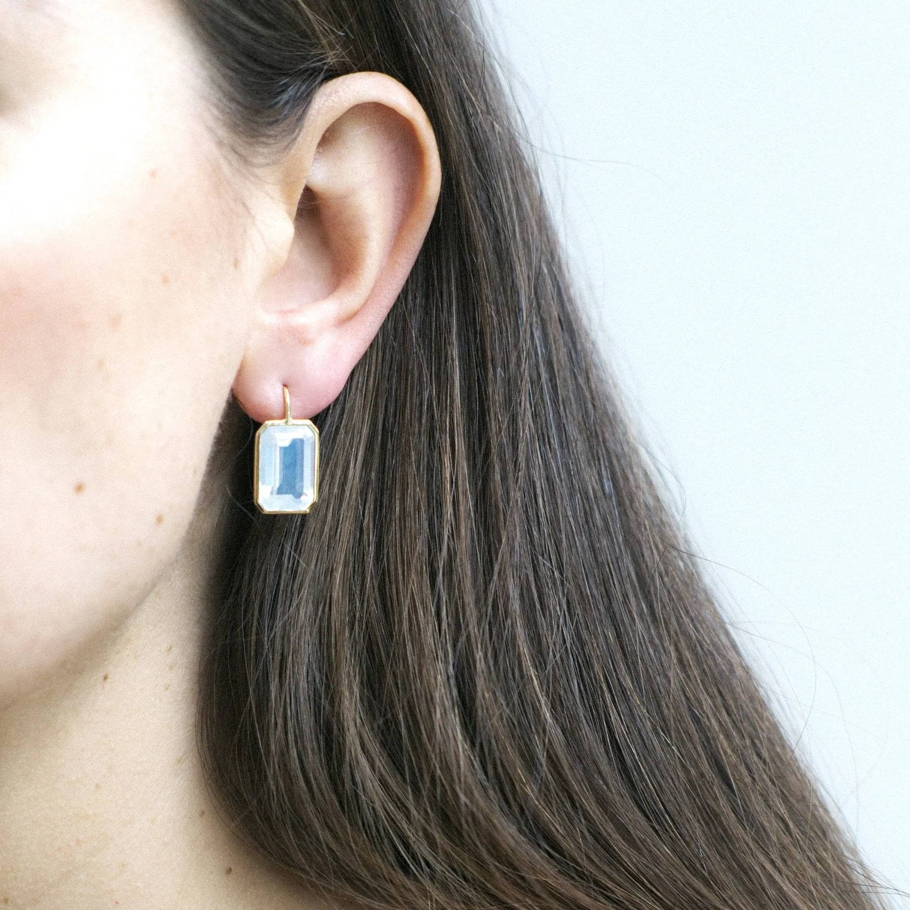 Bezel Emerald-Cut Stone Drops on Wire