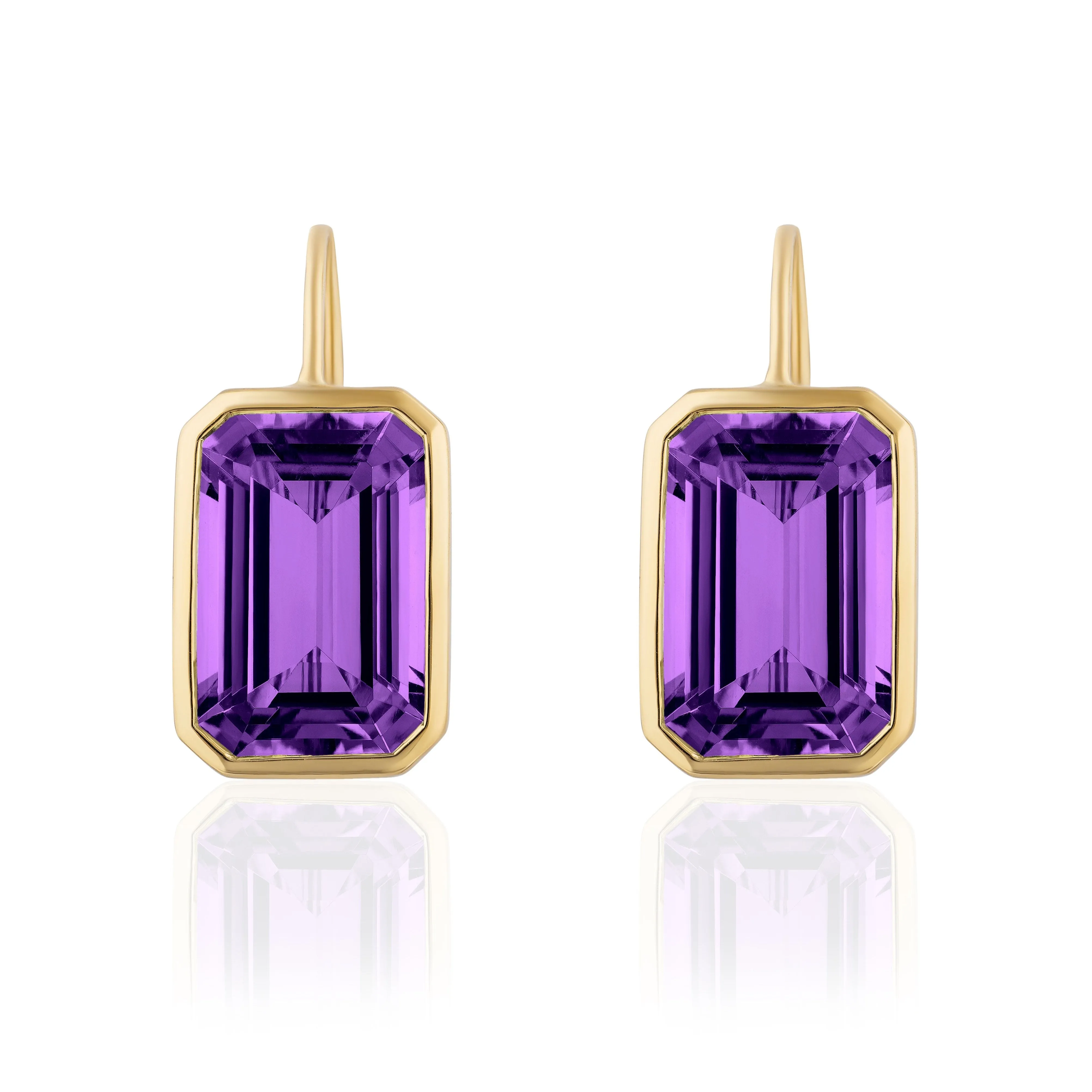 Bezel Emerald-Cut Stone Drops on Wire
