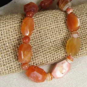 Big Bold African Agate Gemstone Handmade Beaded Necklace