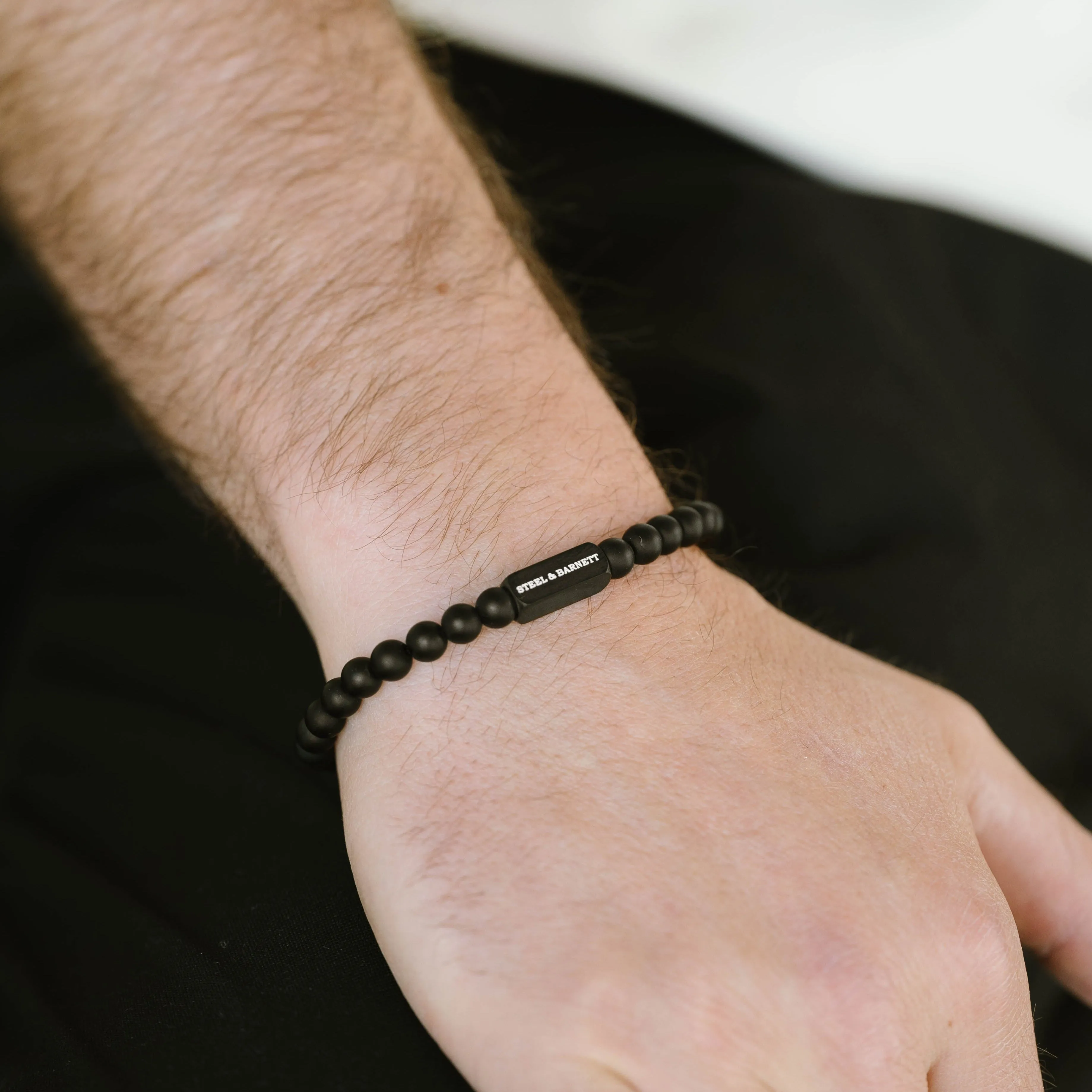 Black Edition 6mm Round Gemstone Bracelet Natural Ned BEB/002M