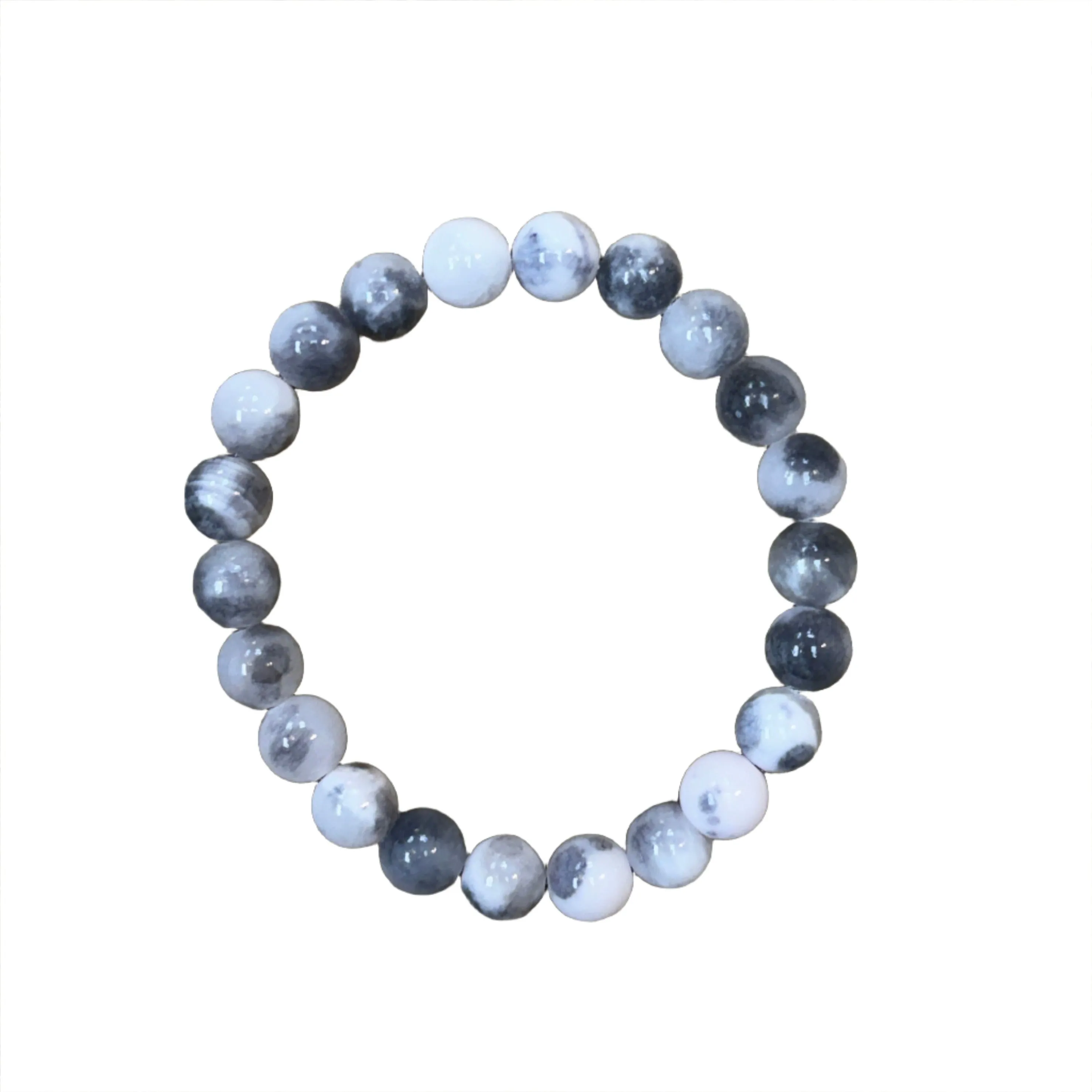 Black White Multicolor Jade 8mm Bracelet