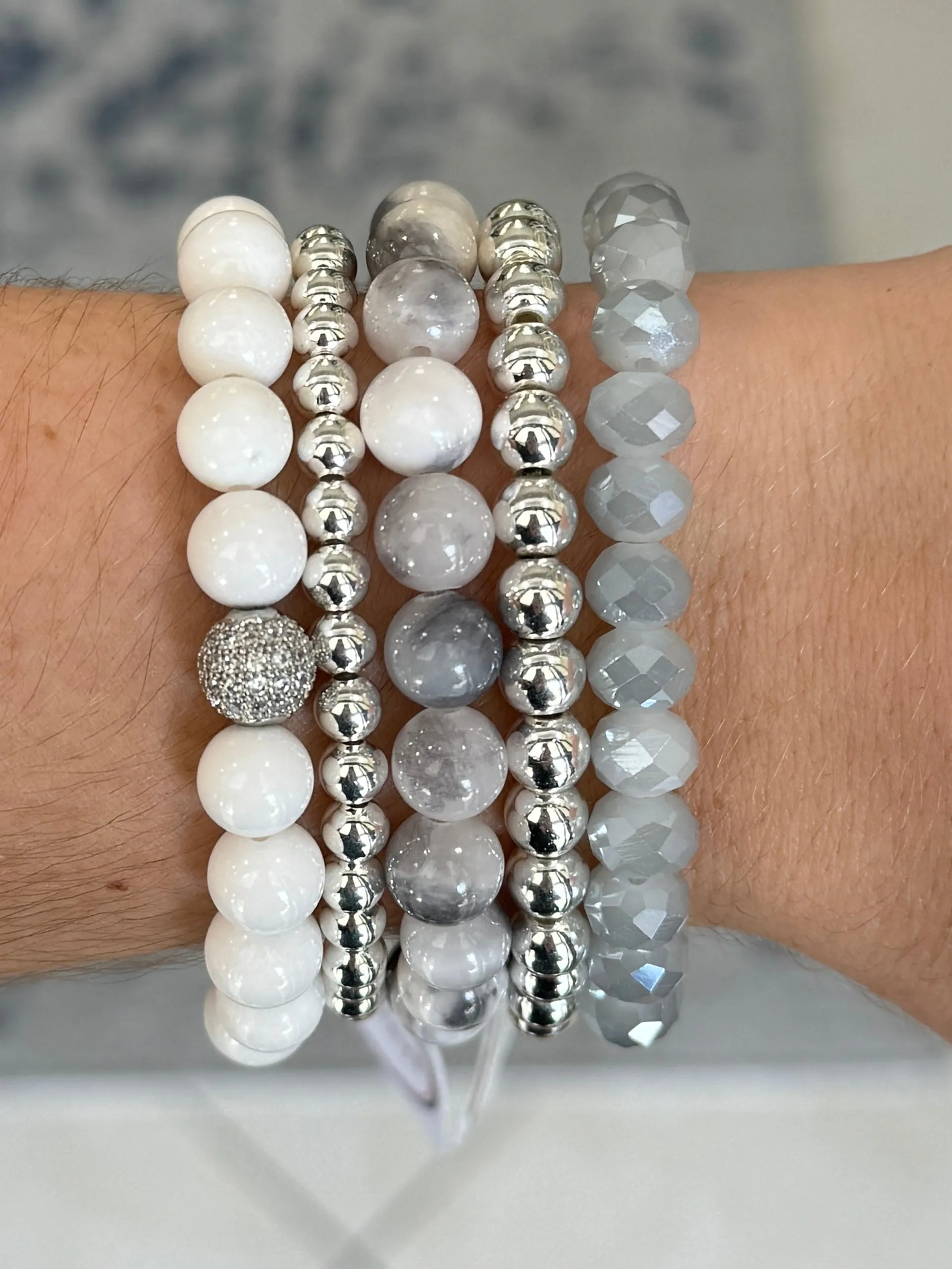 Black White Multicolor Jade 8mm Bracelet