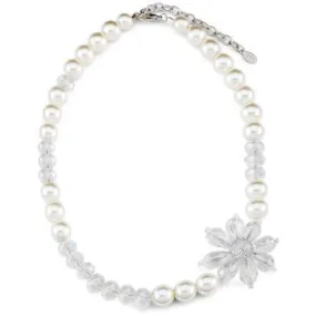 Blossom Colored Pearl and Crystal Necklace