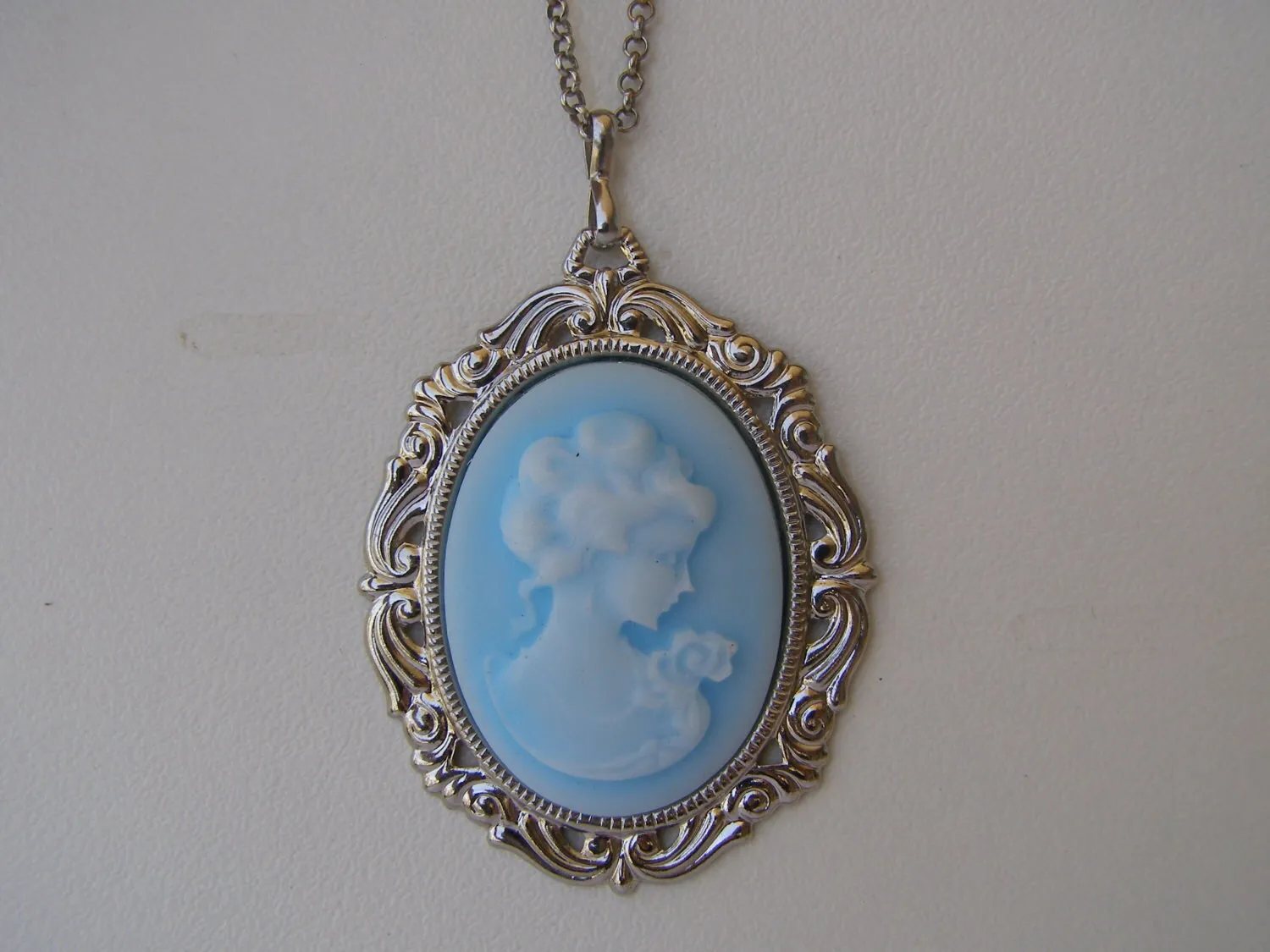 Blue Cameo statement Necklace
