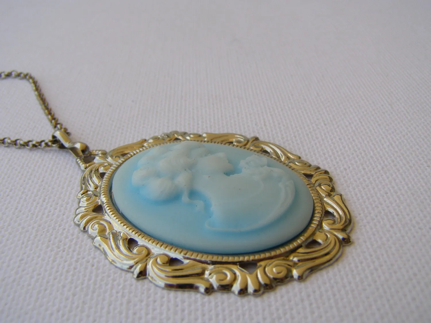 Blue Cameo statement Necklace