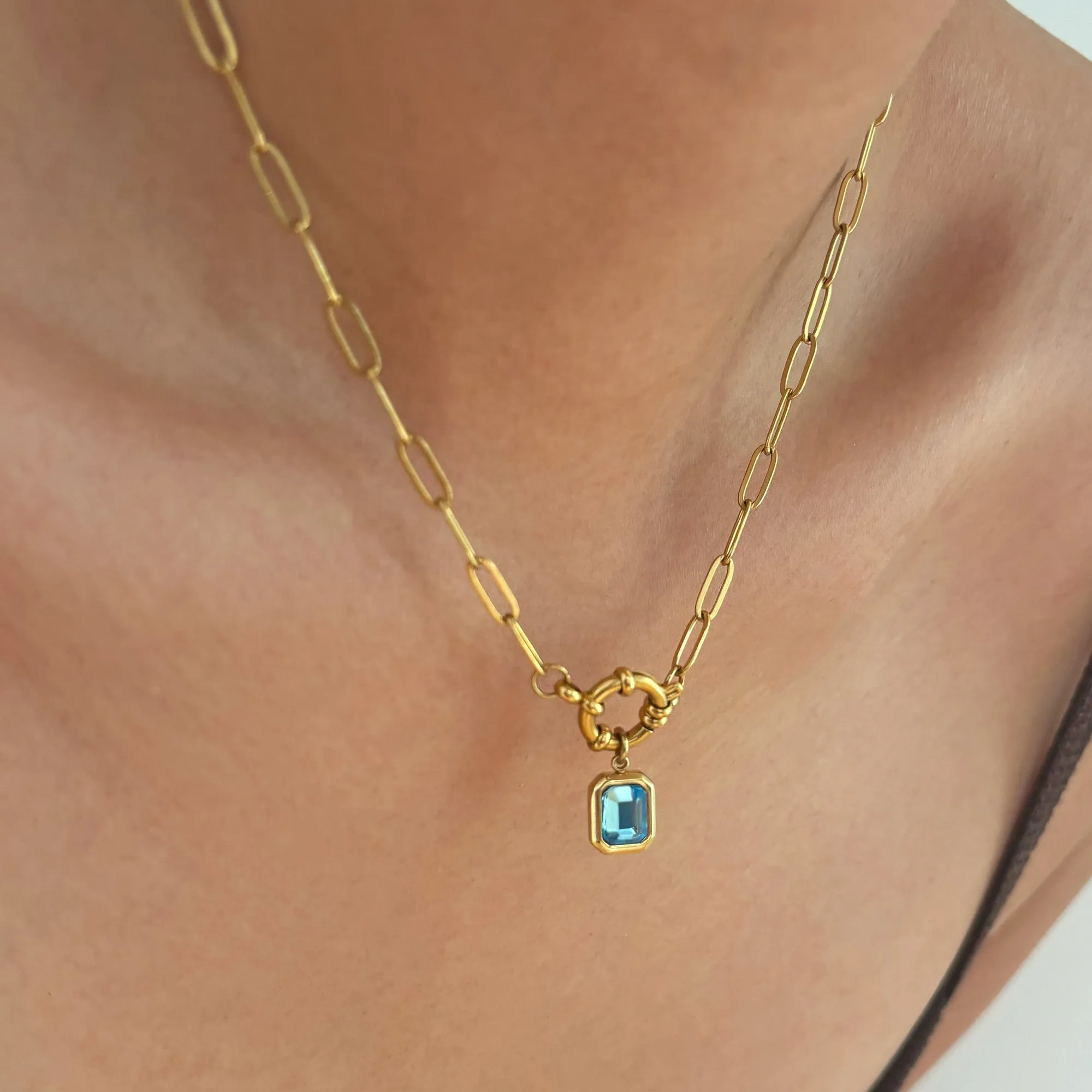BLUE GEMSTONE PENDANT CHARM