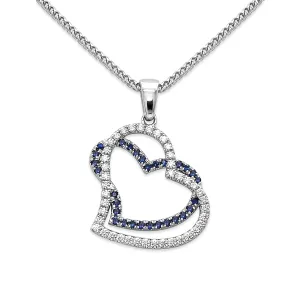 Blue Sapphire & Diamond Heart Necklace