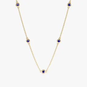Blue Sapphire Station Necklace, Gwen