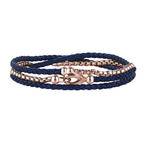 Box Chain & Leather Wrap Bracelet in Gold