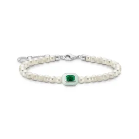 Bracelet Pearls With Green Stone