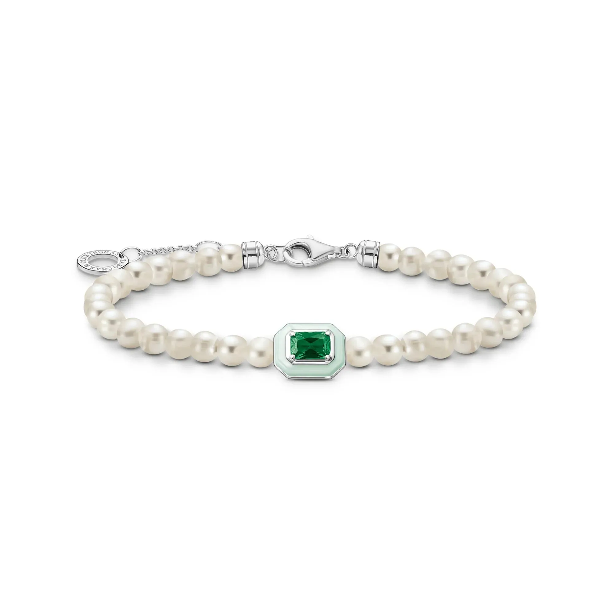 Bracelet Pearls With Green Stone