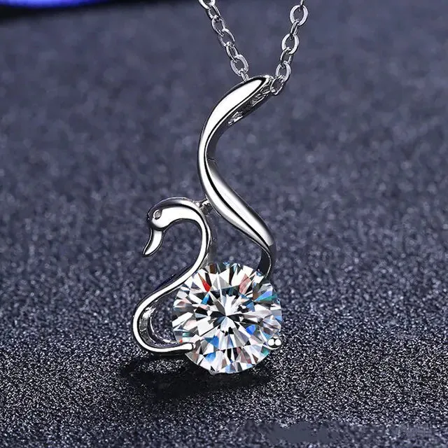 Breathtaking Moissanite Swan Diamond Necklace