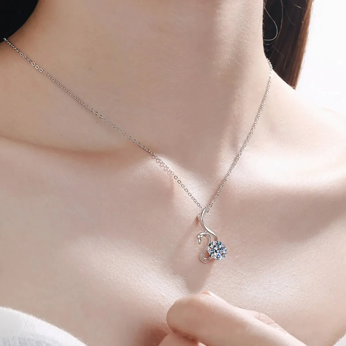 Breathtaking Moissanite Swan Diamond Necklace
