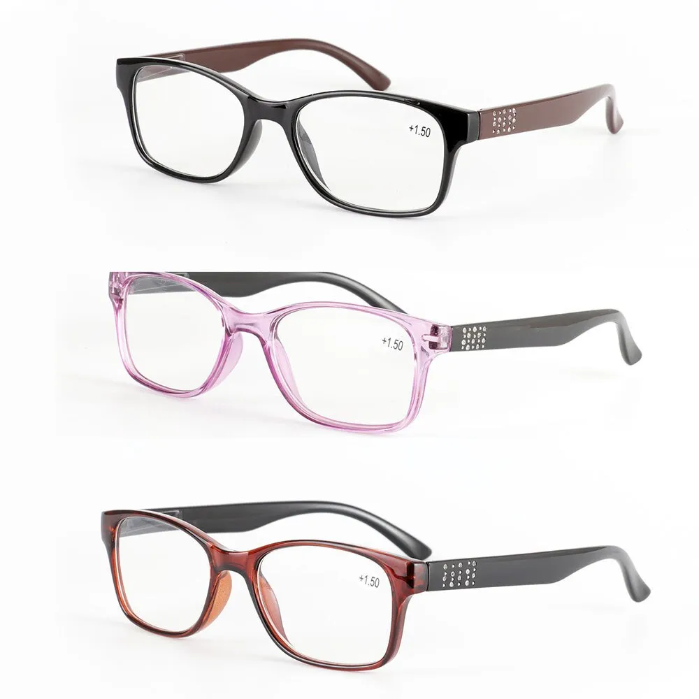 Brightzone Women's Full Rim Square Acetate Reading Glasses Q220