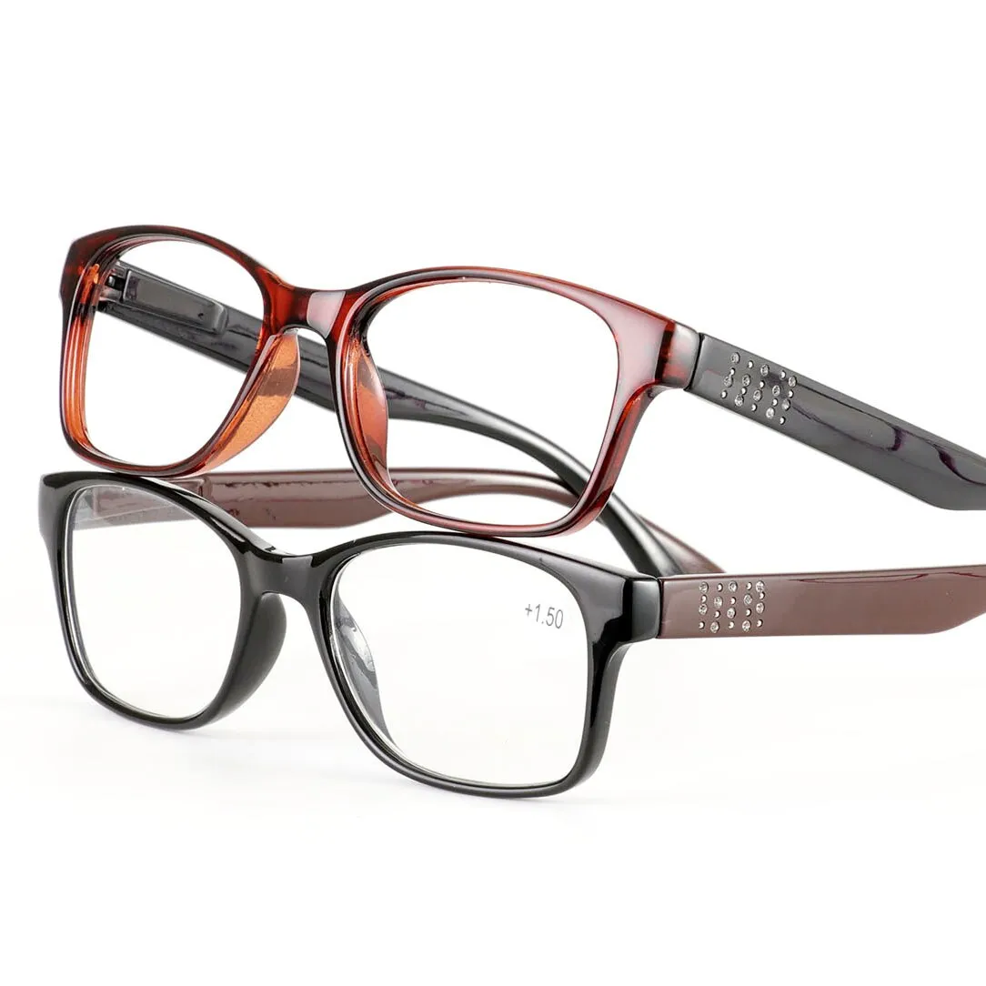 Brightzone Women's Full Rim Square Acetate Reading Glasses Q220