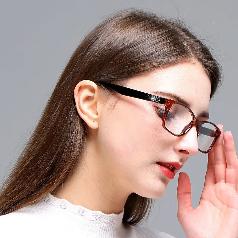 Brightzone Women's Full Rim Square Acetate Reading Glasses Q220