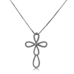 Brilliant Cut Diamond Open Cross Pendant On 18ct Necklace