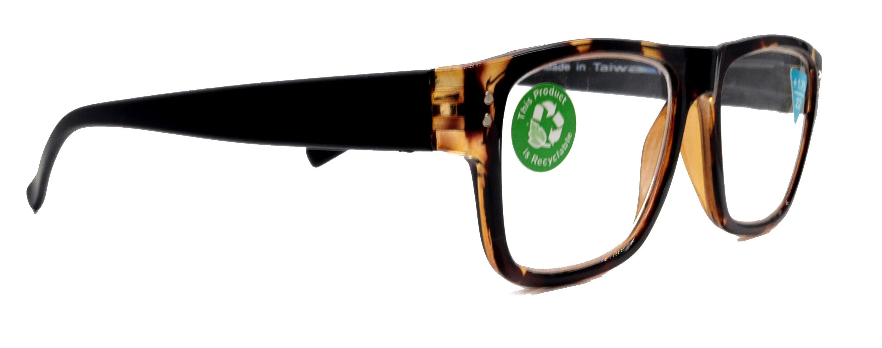 Brooklyn, (Premium) Reading Glasses, High End Reader  1.25... 3 Magnifying Eyeglasses (Tortoise Black, Brown) Square Frame. NY Fifth Avenue