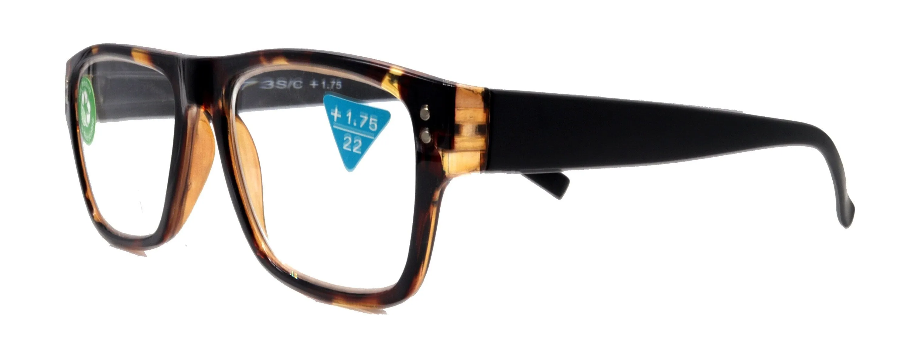 Brooklyn, (Premium) Reading Glasses, High End Reader  1.25... 3 Magnifying Eyeglasses (Tortoise Black, Brown) Square Frame. NY Fifth Avenue