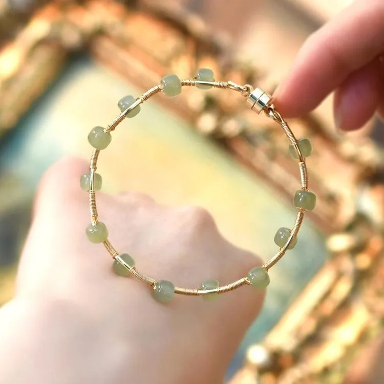 Buddhisttemple Natural Hetian Jade Bracelet Waves