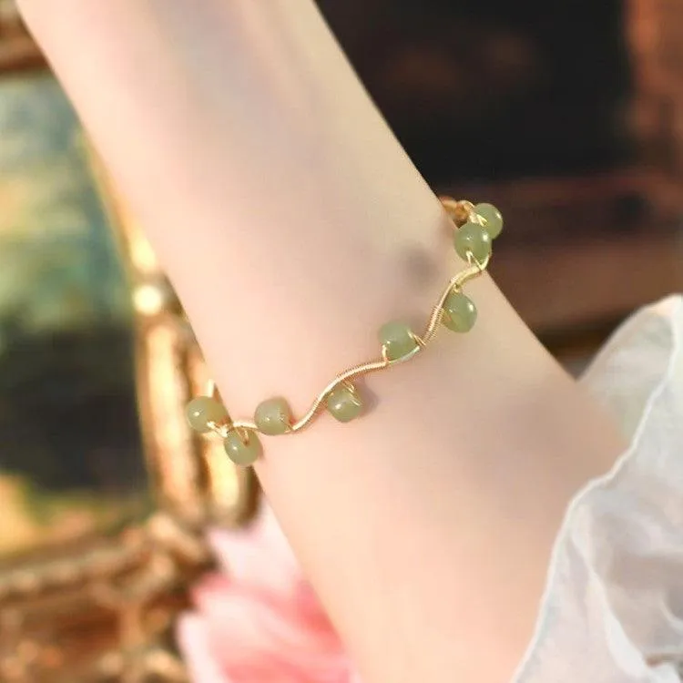 Buddhisttemple Natural Hetian Jade Bracelet Waves