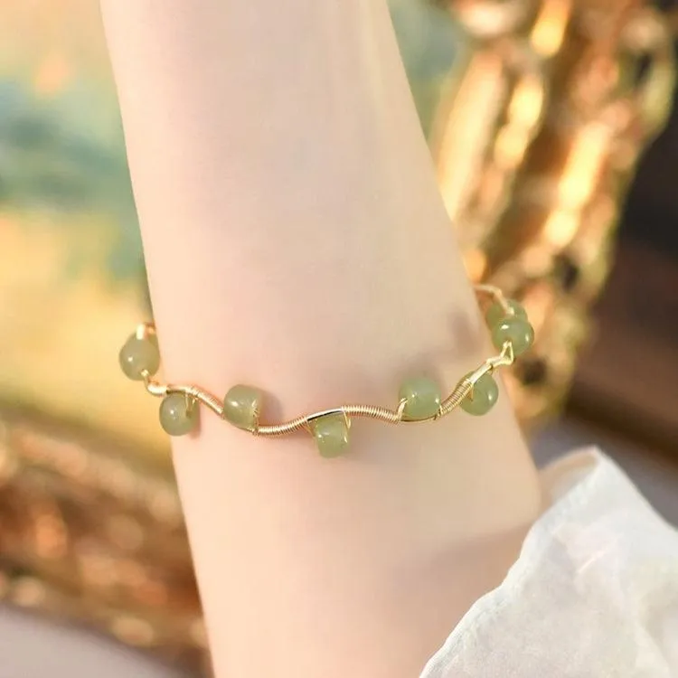 Buddhisttemple Natural Hetian Jade Bracelet Waves