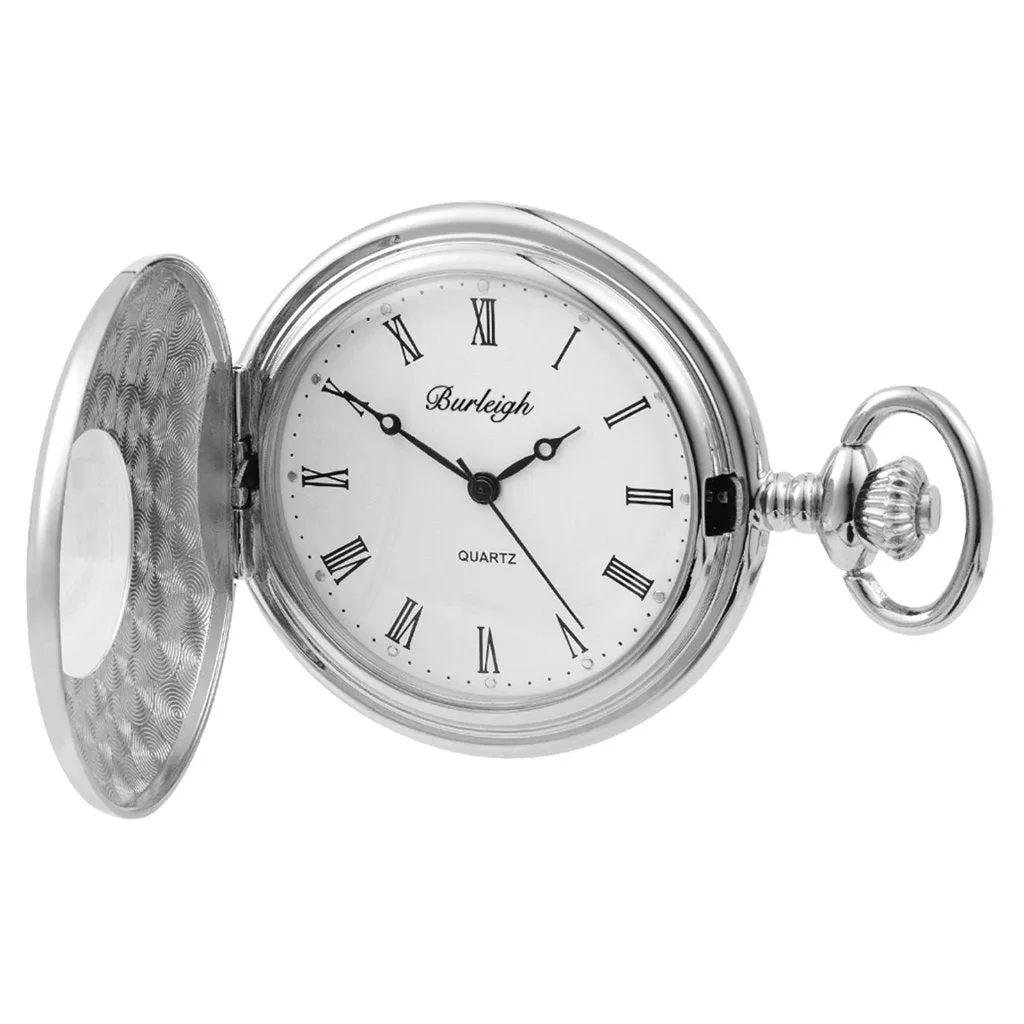 Budget Chrome Half Hunter Pocket Watch by Burleigh CHR1233