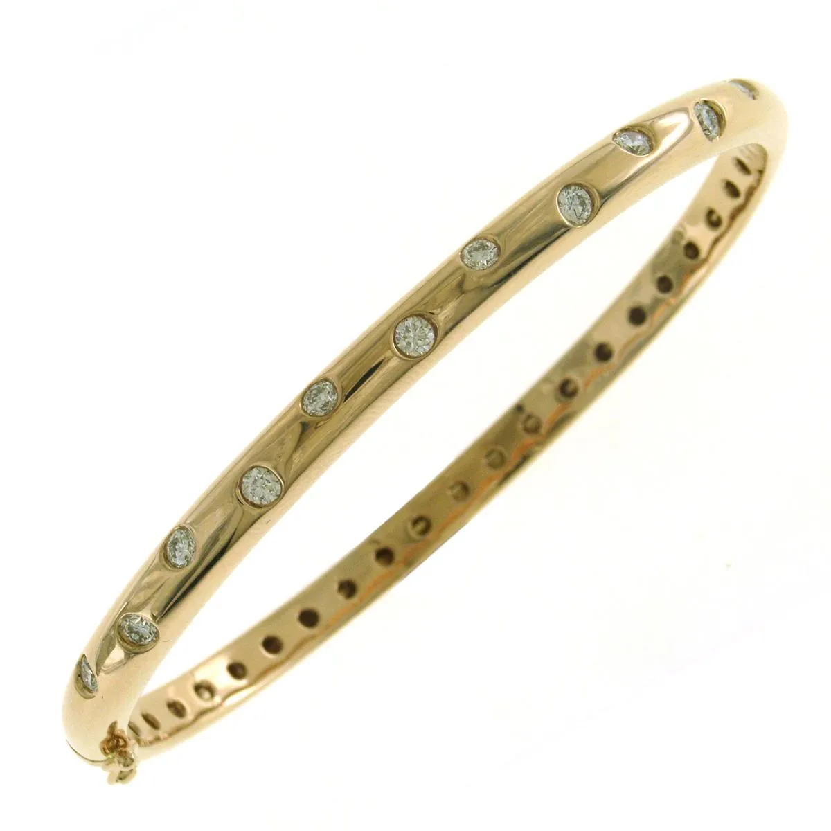 Burnish Set Diamond Station Bangle Bracelet