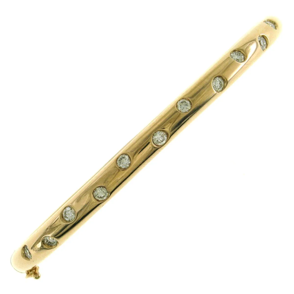 Burnish Set Diamond Station Bangle Bracelet