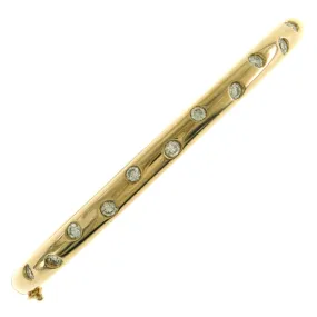 Burnish Set Diamond Station Bangle Bracelet