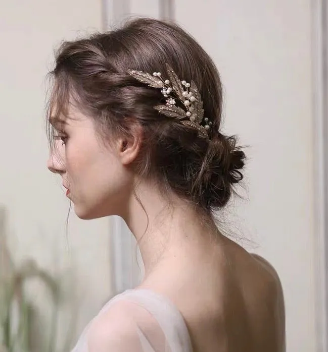 C163. rose gold wheats hair comb