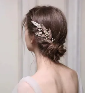 C163. rose gold wheats hair comb