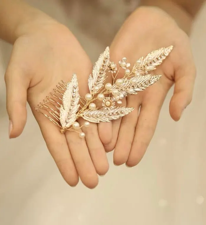 C163. rose gold wheats hair comb