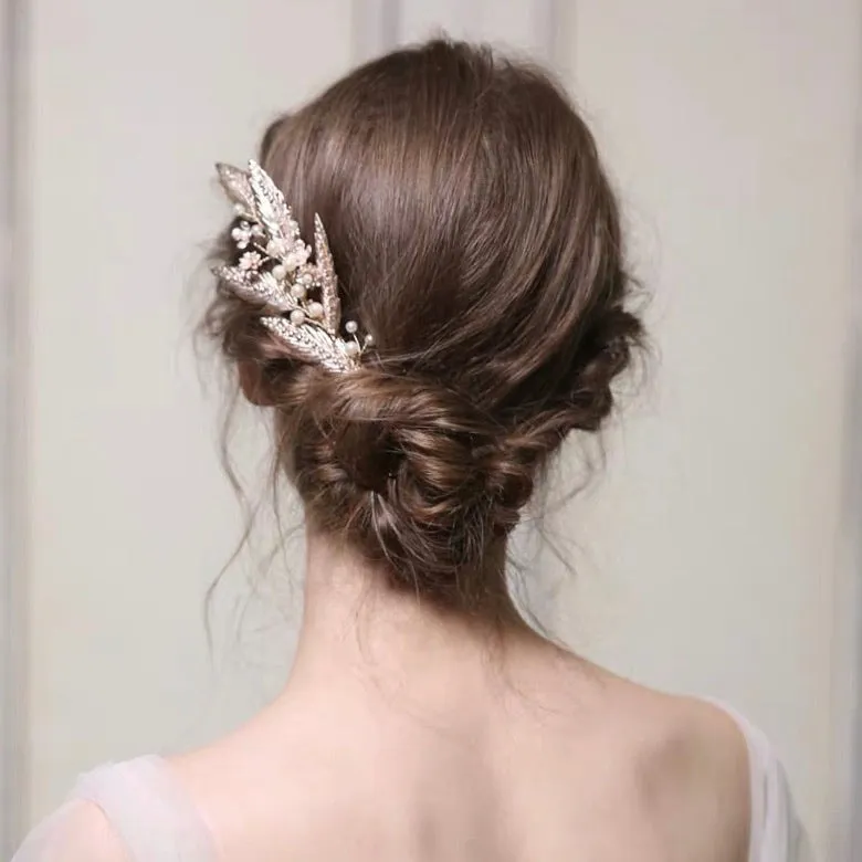 C163. rose gold wheats hair comb