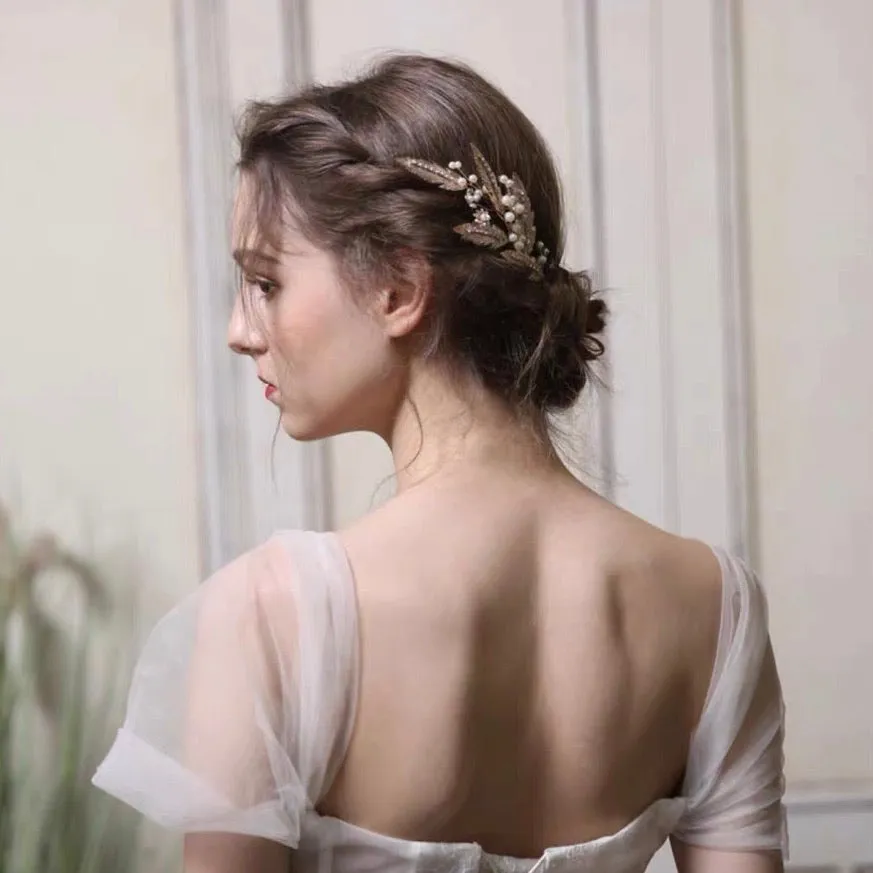 C163. rose gold wheats hair comb