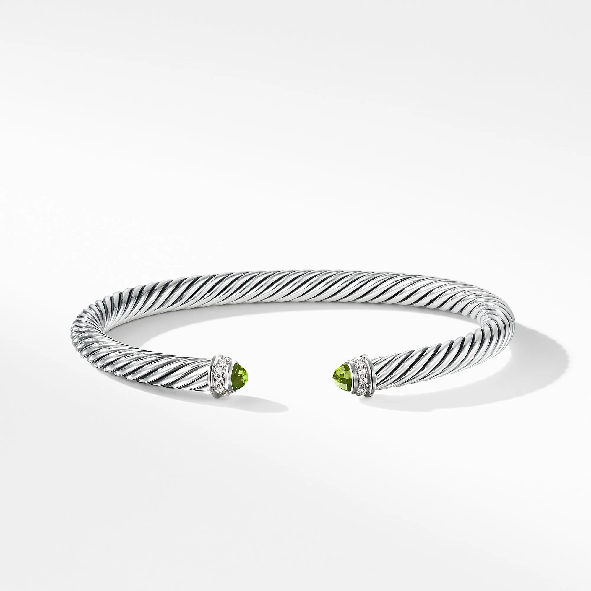 Cable Classic Bracelet with Peridot and Diamonds, Size Small