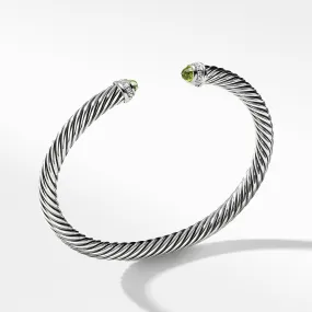 Cable Classic Bracelet with Peridot and Diamonds, Size Small