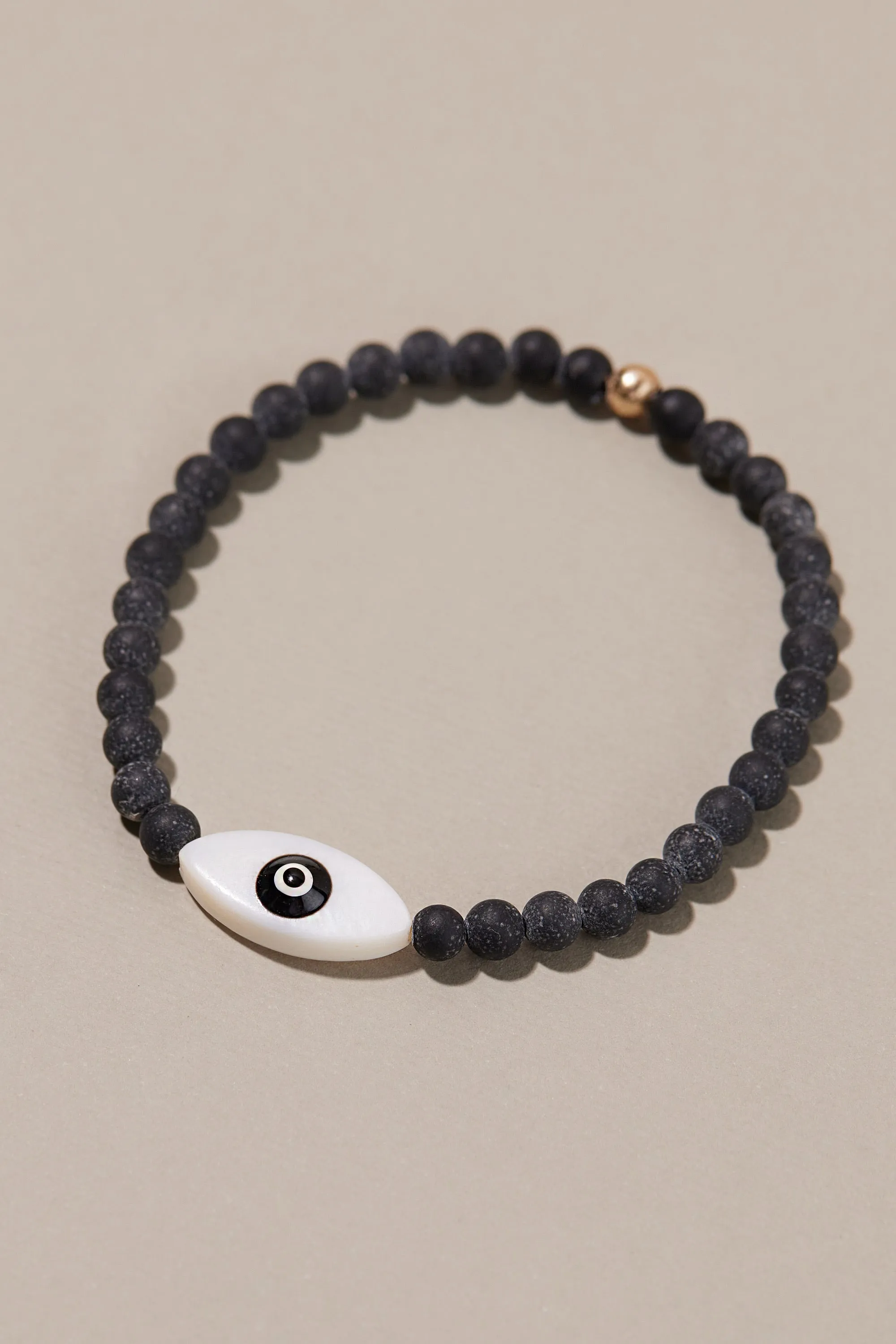 CARBON EVIL EYE BEADED BRACELET