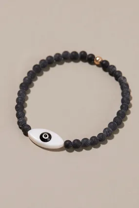 CARBON EVIL EYE BEADED BRACELET