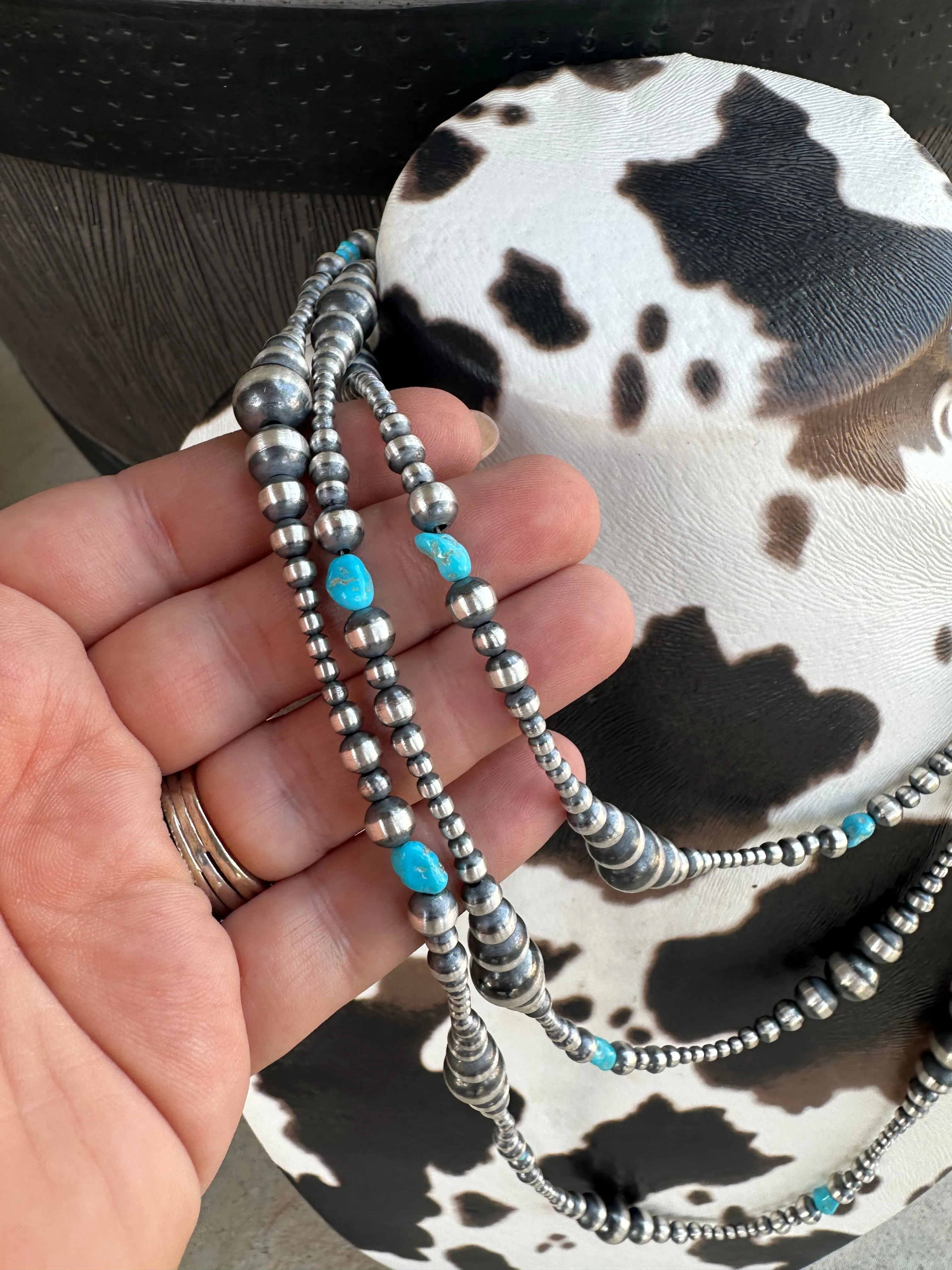 Cassidy Collection Sterling Silver & Turquoise Pearl Beaded 72 Inch Necklace