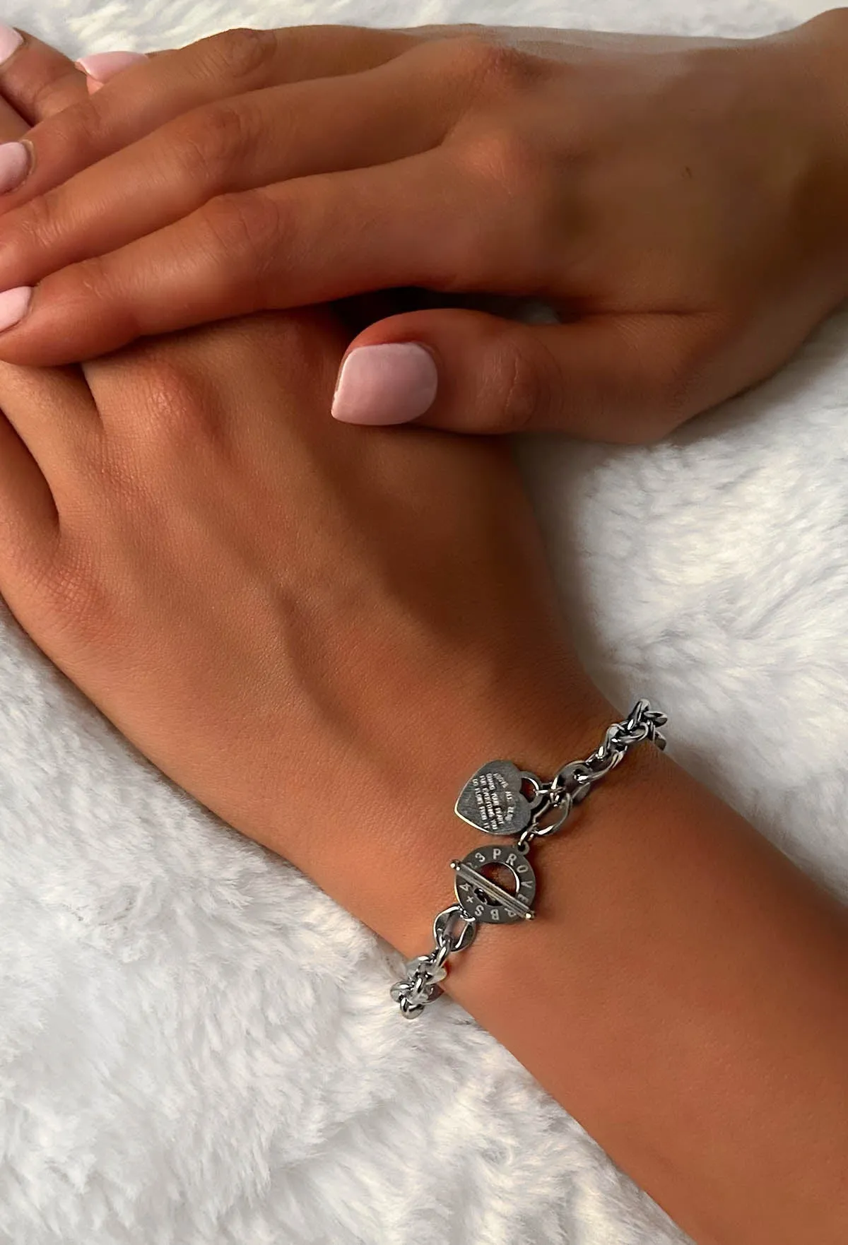 Charming Me Silver Heart Charm Chain Bracelet