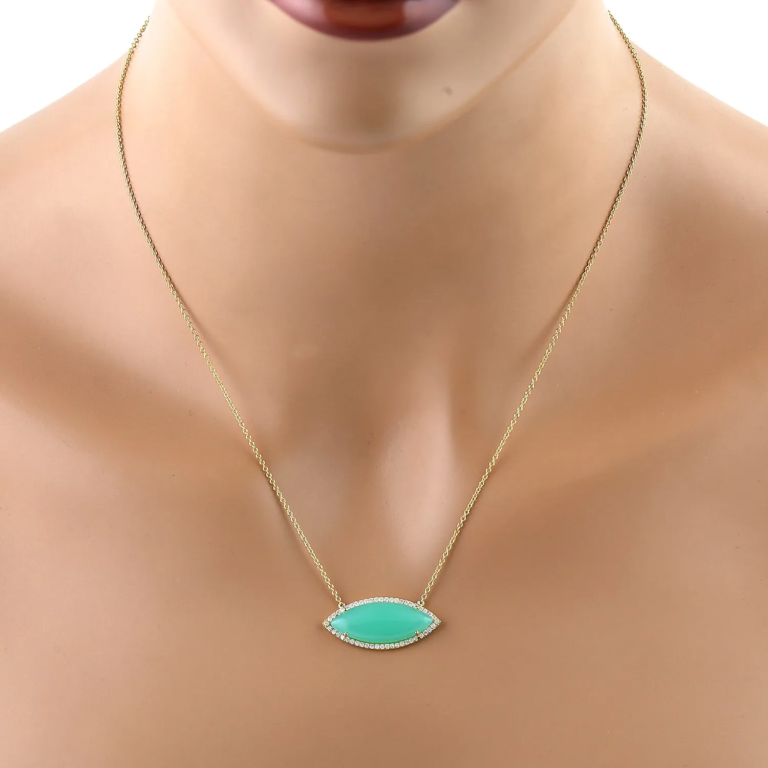 Chrysoprase Diamond Handmade 14k Yellow Gold Choker Necklace Gift On Sale